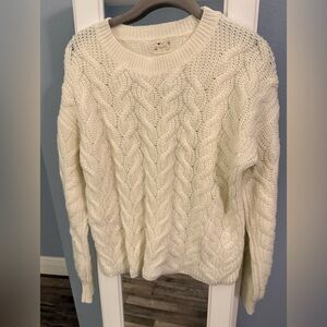 Poof! Women's Ivory Cable Knit Sweater